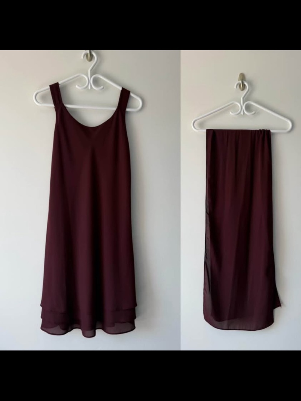 Bias Cut Knee Length Dress with Matching Sash Wine Red